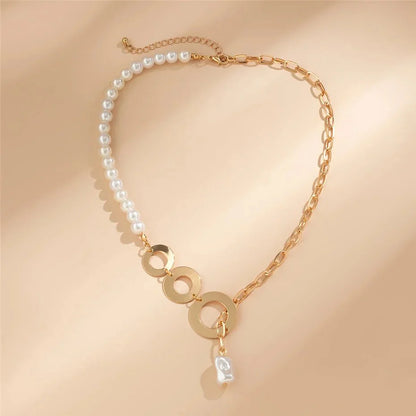 Pearl Hanging Paperclip Chain Necklace