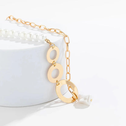 Pearl Hanging Paperclip Chain Necklace