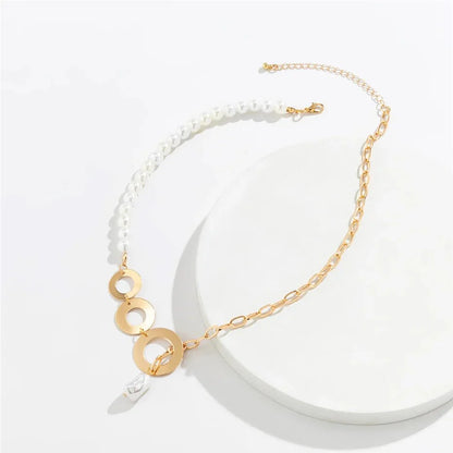 Pearl Hanging Paperclip Chain Necklace