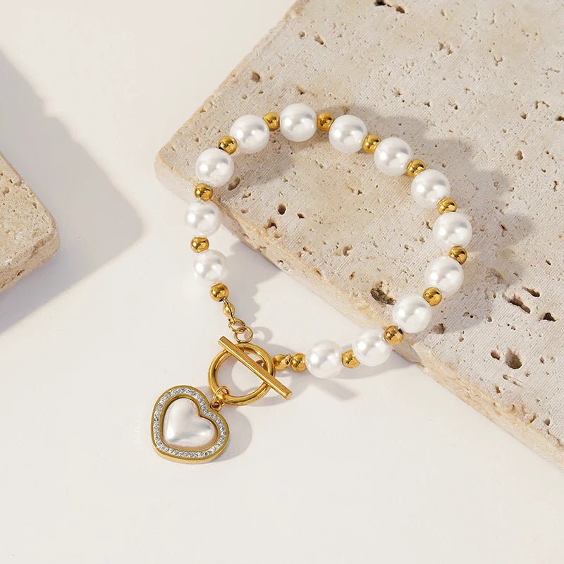 Pearl Heart Clasp Choker Necklace