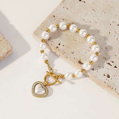 Pearl Heart Clasp Choker Necklace