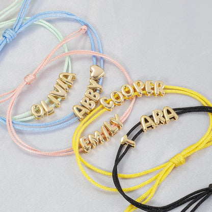 Personalized Bubble Name Layered Rope Bracelet