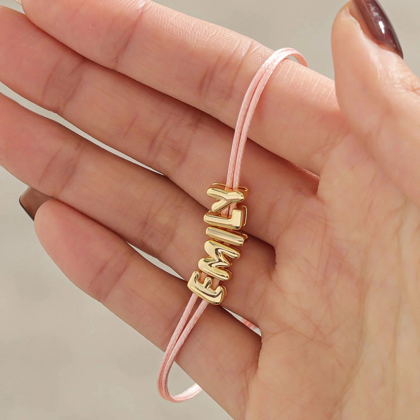 Personalized Bubble Name Layered Rope Bracelet