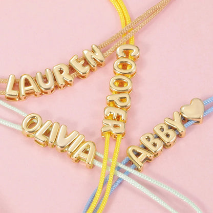 Personalized Bubble Name Layered Rope Bracelet