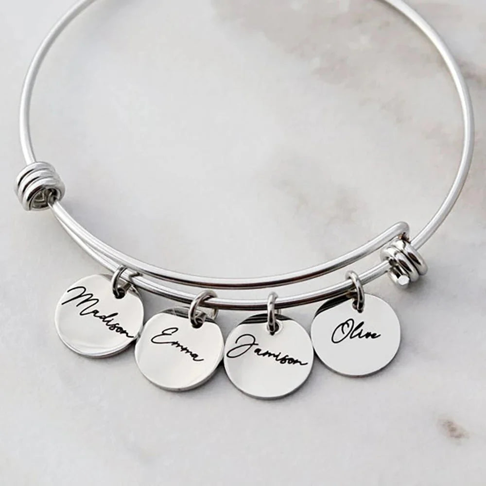 Personalized Family Bangle Bracelet