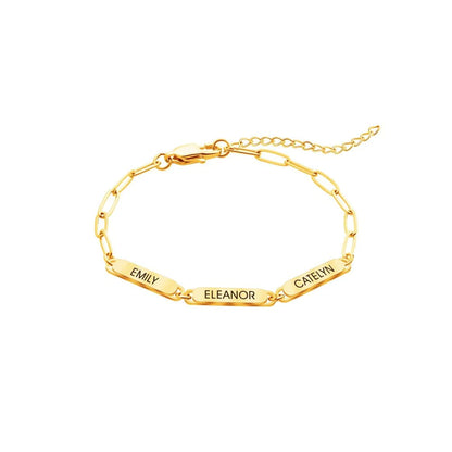 Personalized Family Names Paperclip Bracelet