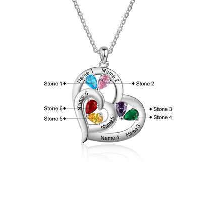 Personalized Name & Birthstone Heart Necklace
