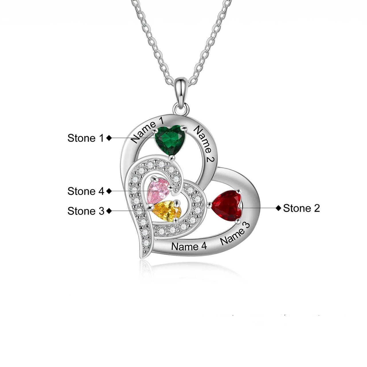 Personalized Name & Birthstone Heart Necklace