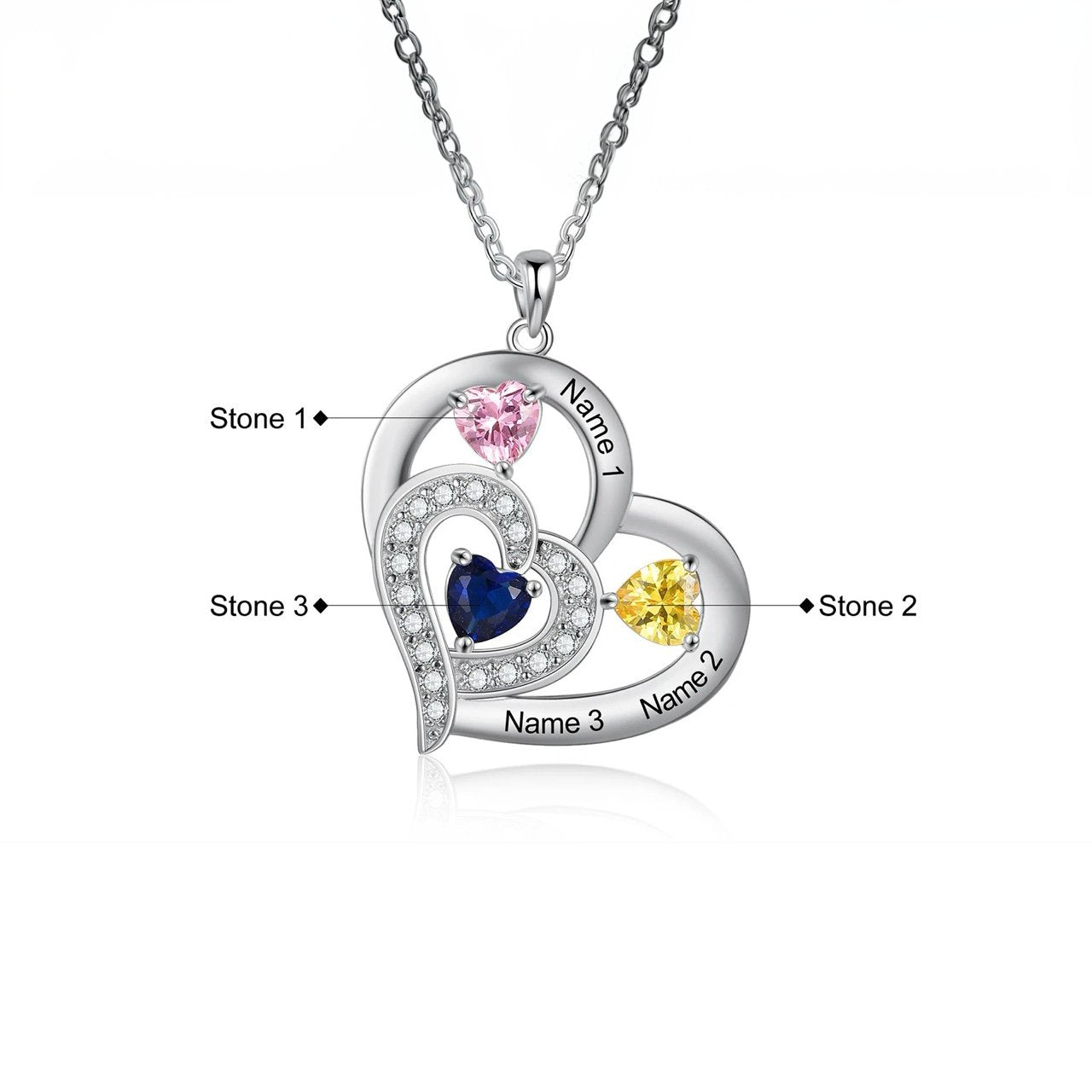 Personalized Name & Birthstone Heart Necklace