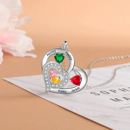 Personalized Name & Birthstone Heart Necklace