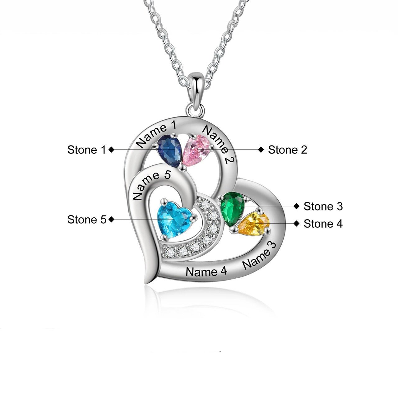 Personalized Name & Birthstone Heart Necklace