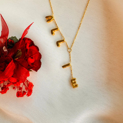 Personalized Name Bubble Lariat Necklace