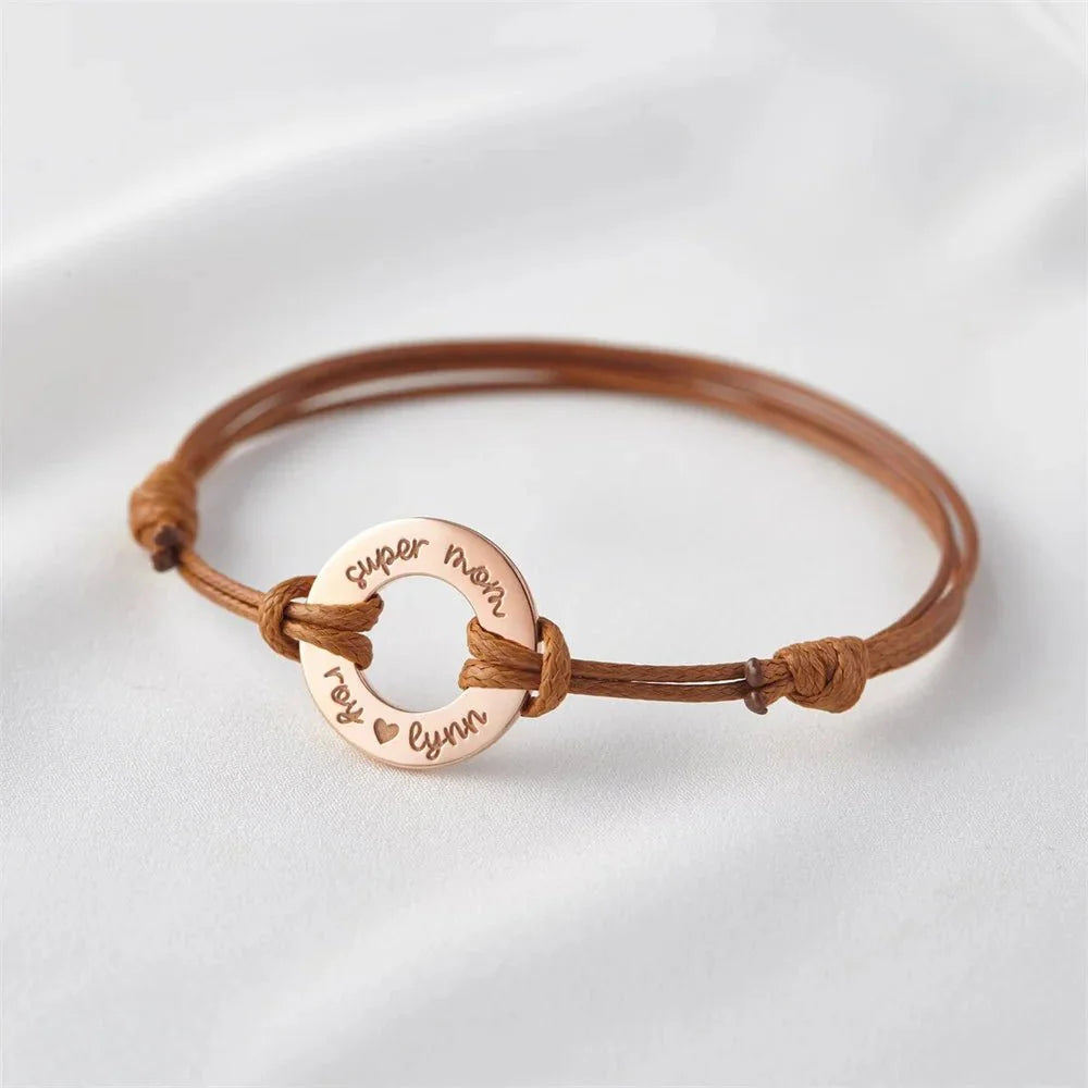 Personalized Name Disc Rope Bracelet