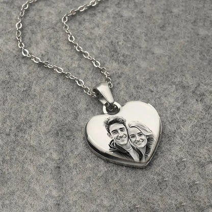 Personalized Picture & Text Heart Pendant Necklace