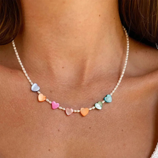 Playful Beaded Hearts Choker Necklace