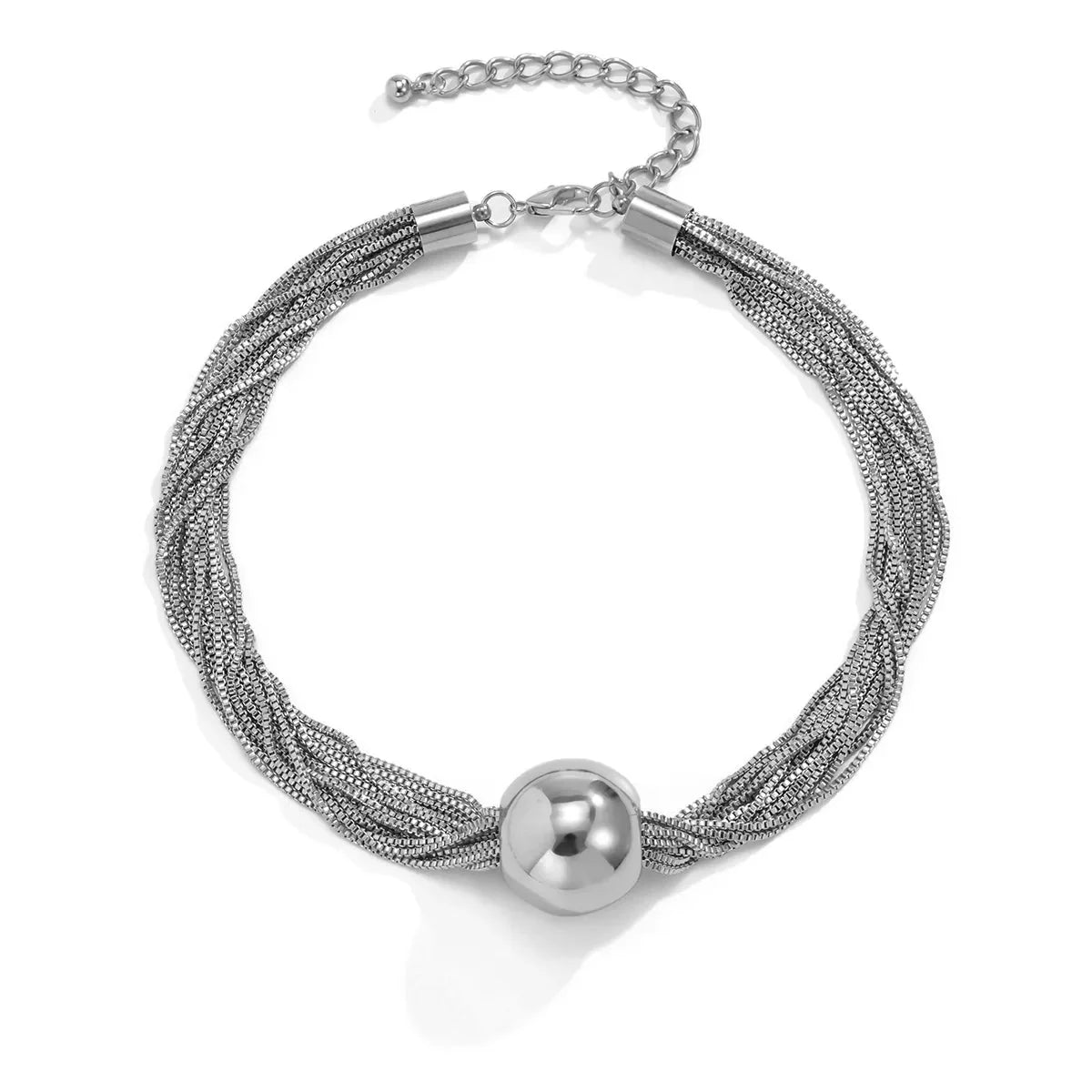 Posh Multi Layered Chain Ball Necklace and Bracelet