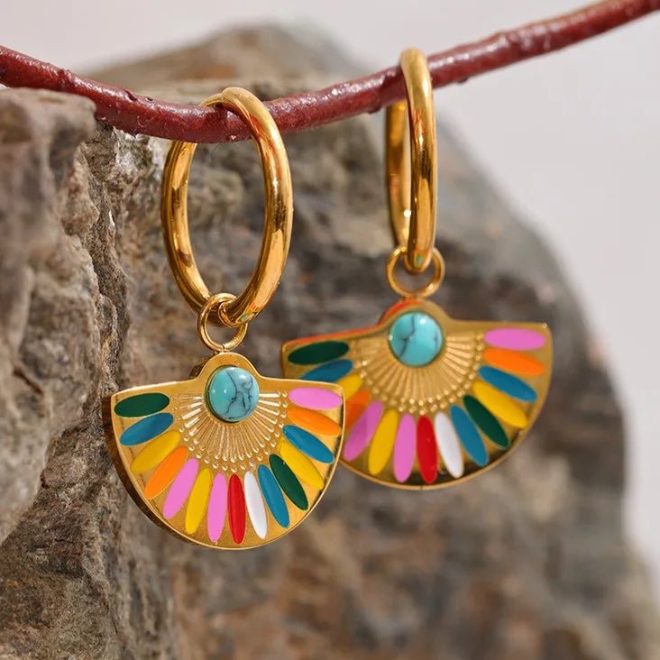 Rainbow Fan Earrings