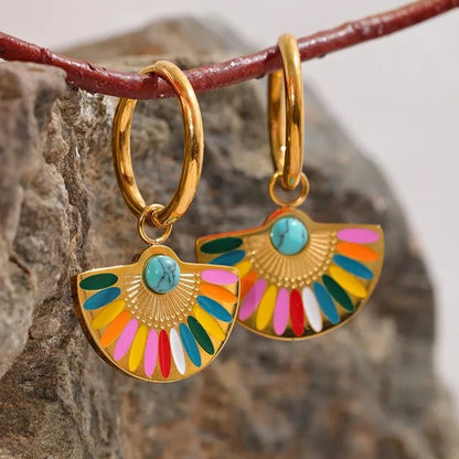 Rainbow Fan Earrings