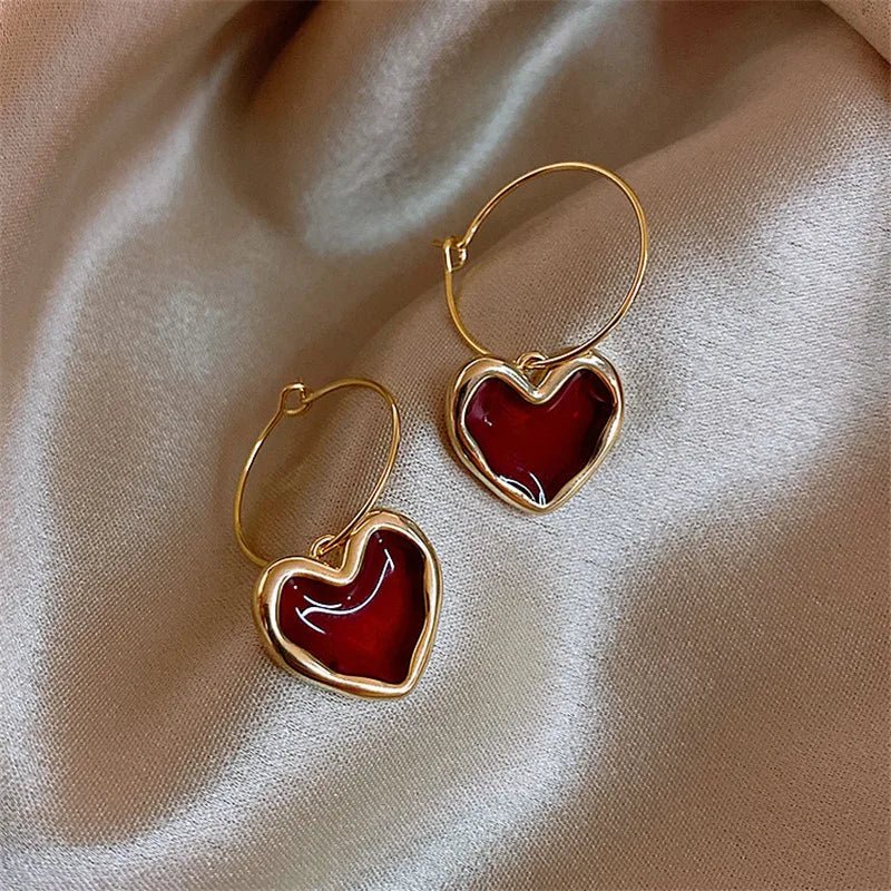 Romantic Burgundy Heart Earrings