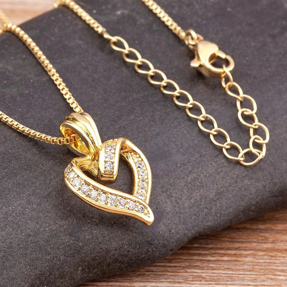 Romantic Diamond Heart Pendant Necklace