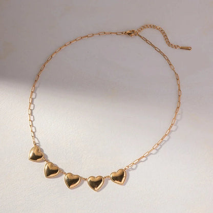 Romantic Five Heart Pendant Necklace