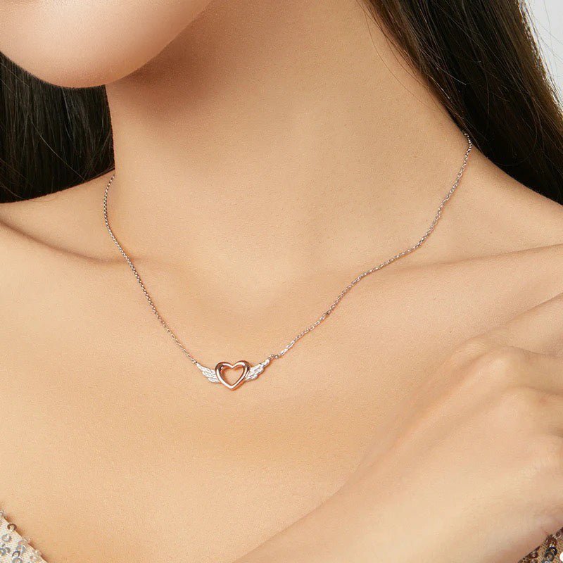 S925 Angel Wings Heart Necklace