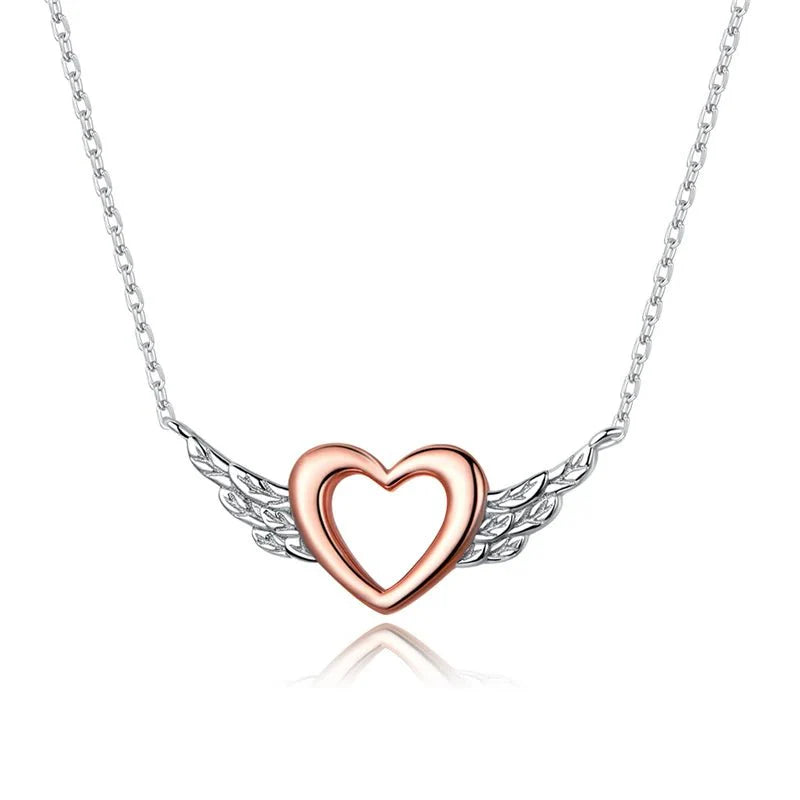 S925 Angel Wings Heart Necklace