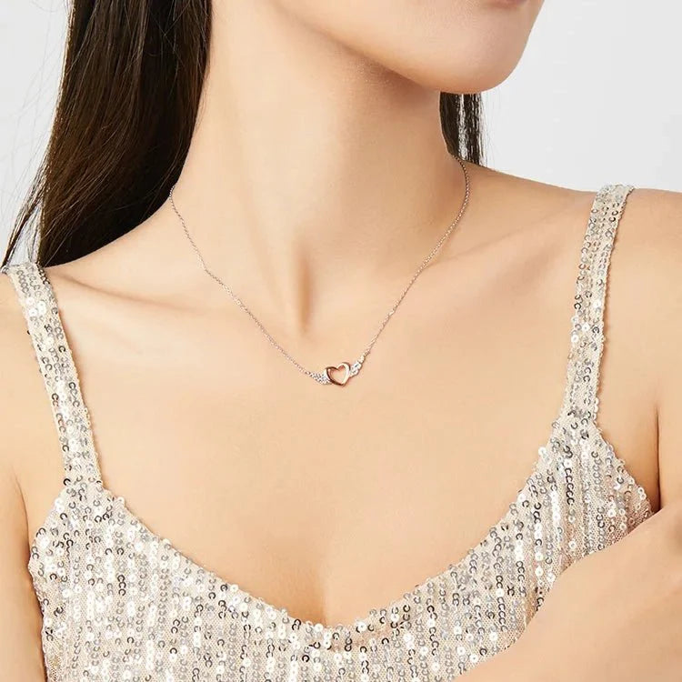 S925 Angel Wings Heart Necklace