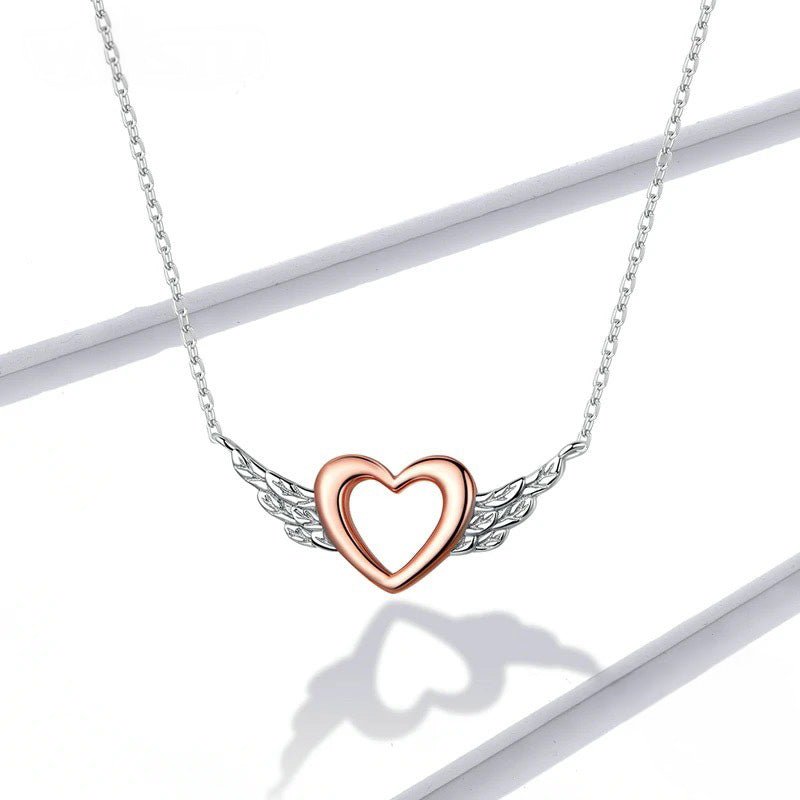 S925 Angel Wings Heart Necklace