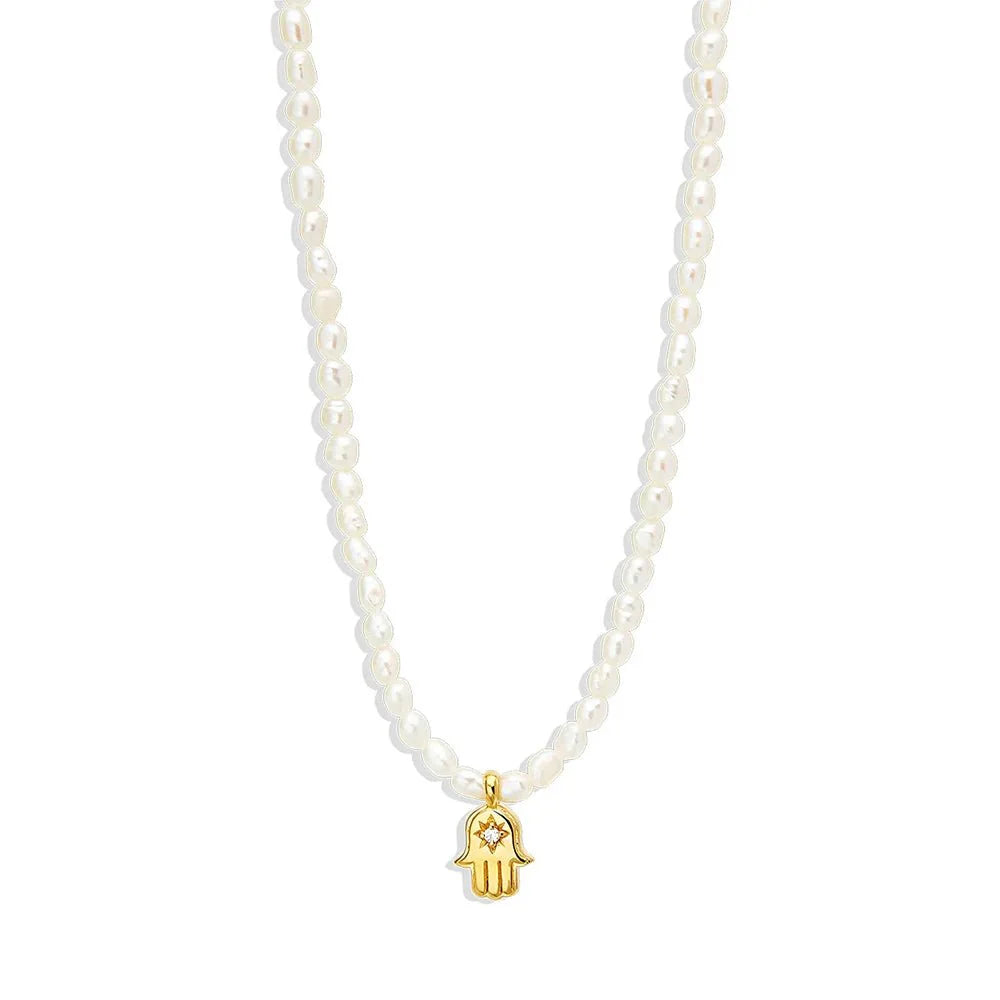 S925 Dainty Diamond Charm Pearl Necklace