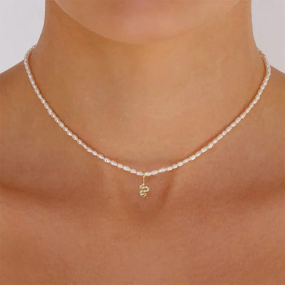 S925 Dainty Diamond Charm Pearl Necklace