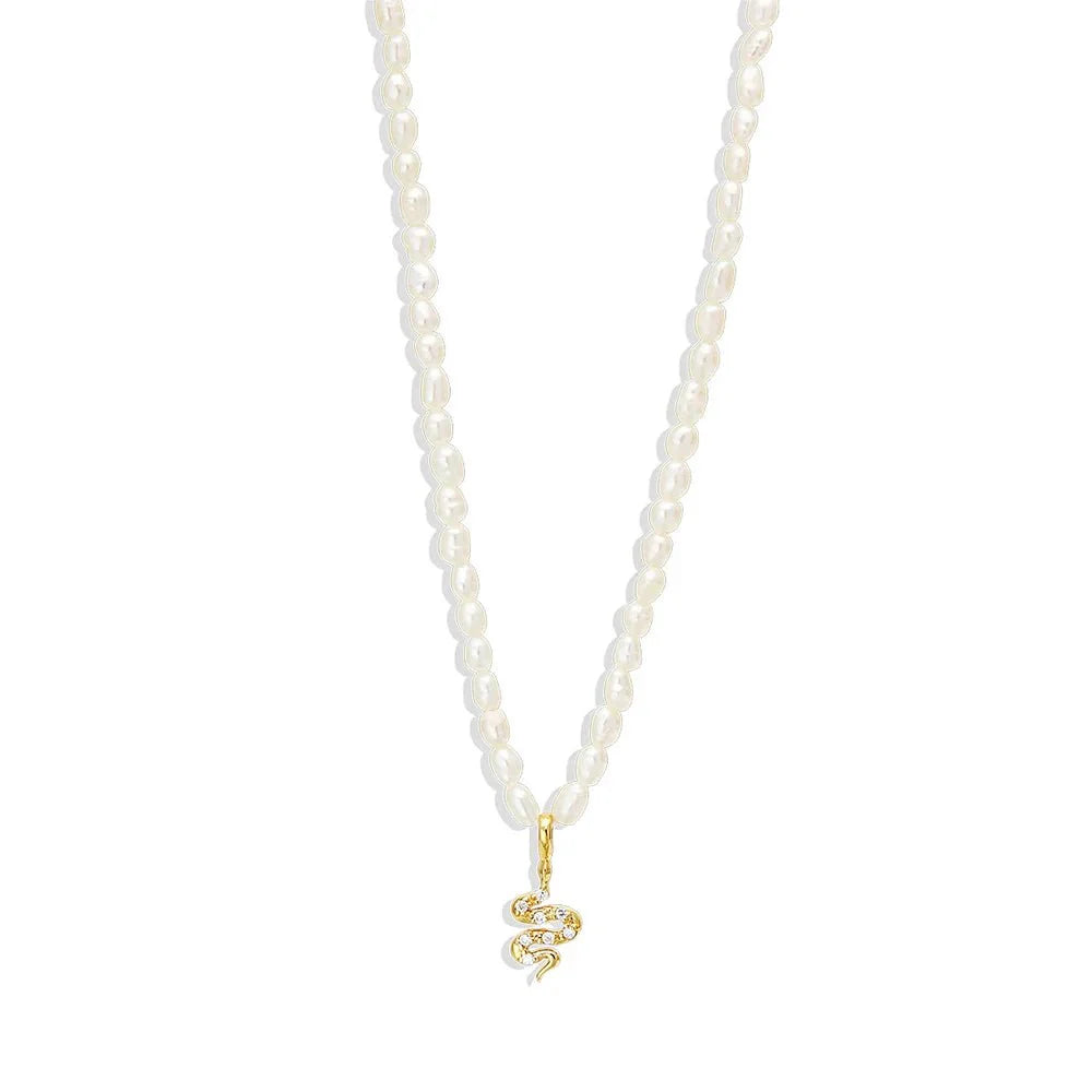 S925 Dainty Diamond Charm Pearl Necklace