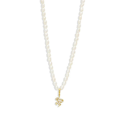 S925 Dainty Diamond Charm Pearl Necklace