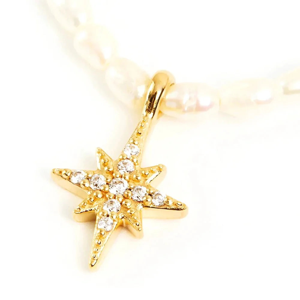S925 Dainty Diamond Charm Pearl Necklace