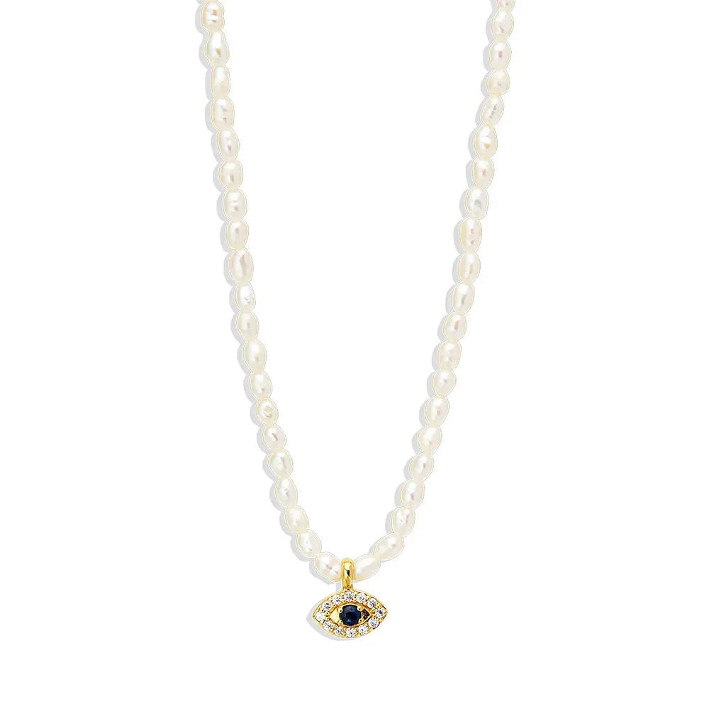 S925 Dainty Diamond Charm Pearl Necklace