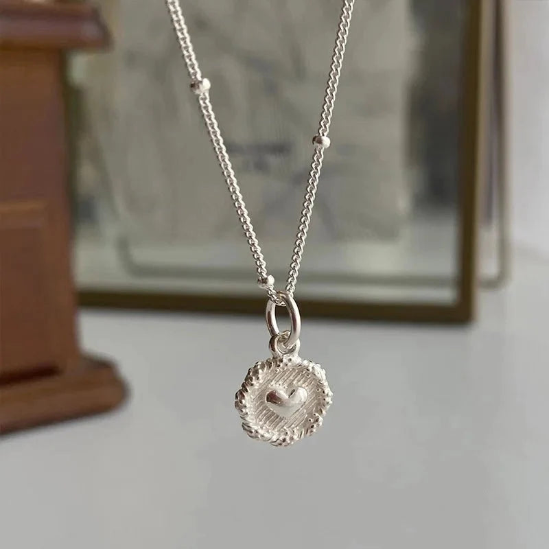 S925 Dainty Heart Coin Satellite Necklace