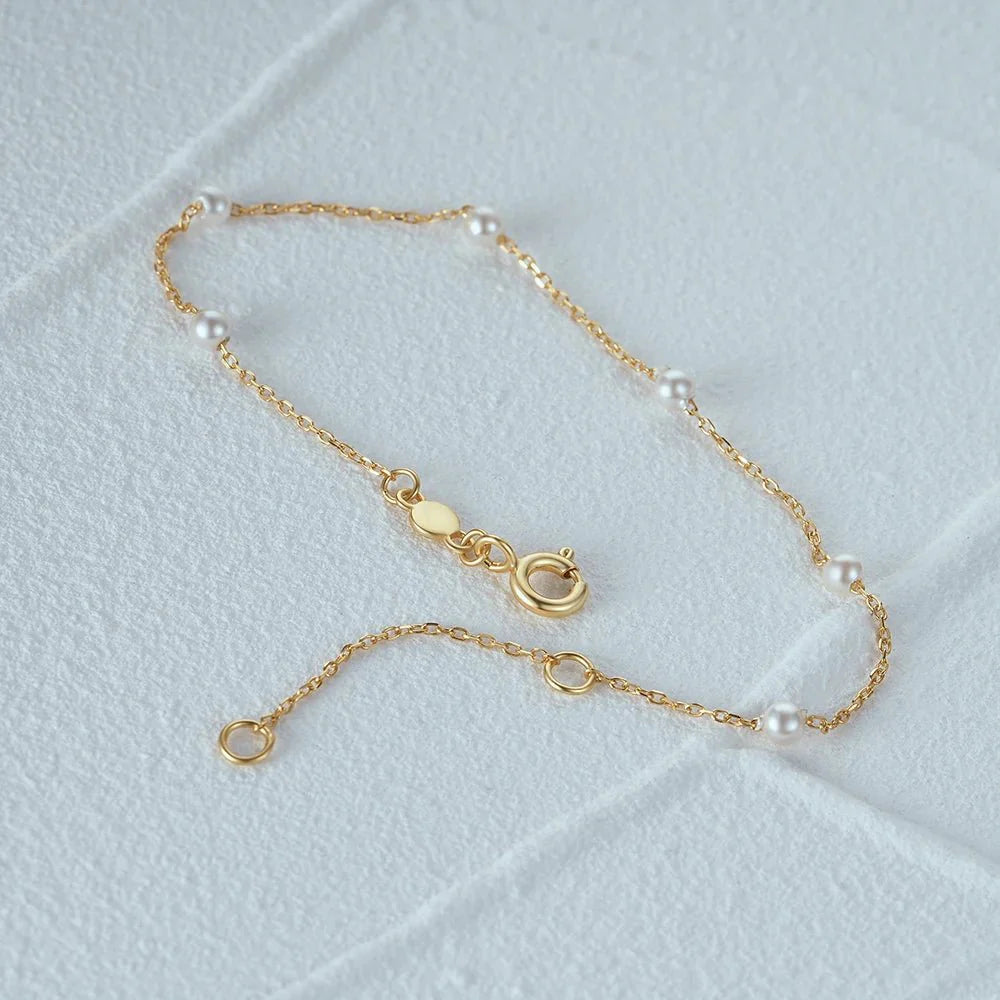 S925 Dainty Satellite Pearl Chain Bracelet