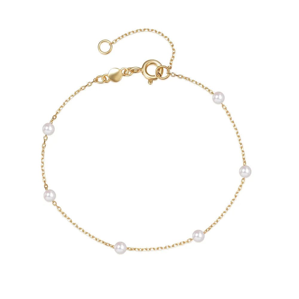 S925 Dainty Satellite Pearl Chain Bracelet
