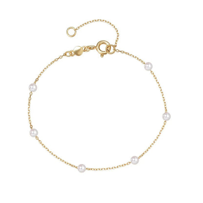 S925 Dainty Satellite Pearl Chain Bracelet