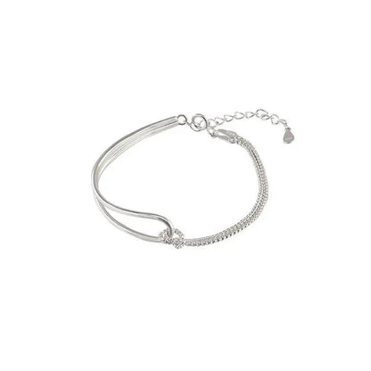 S925 Twisted Knot Round Bar Bracelet