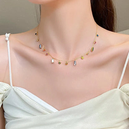 Scattered Dainty Crystals Choker Necklace