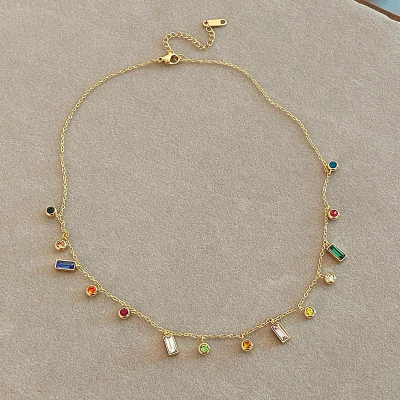 Scattered Dainty Crystals Choker Necklace
