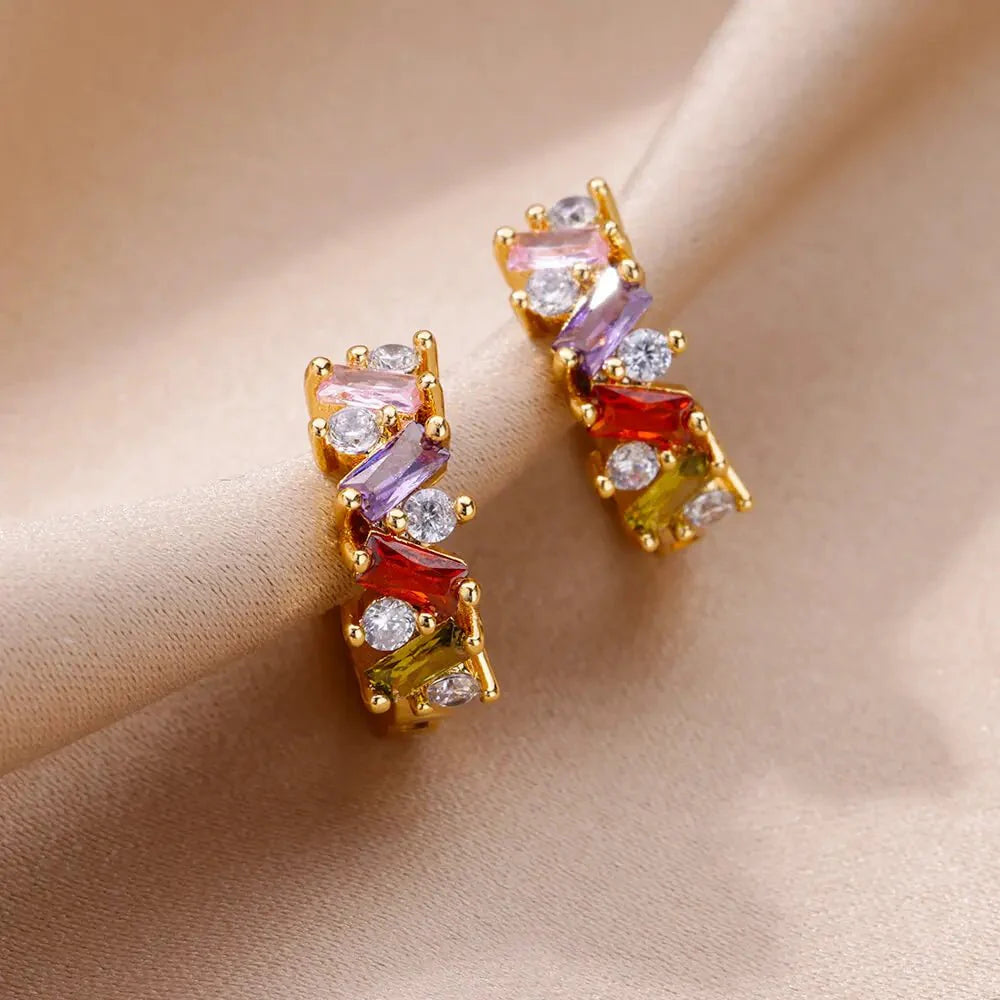 Scattered Diamonds Hoop Earrings