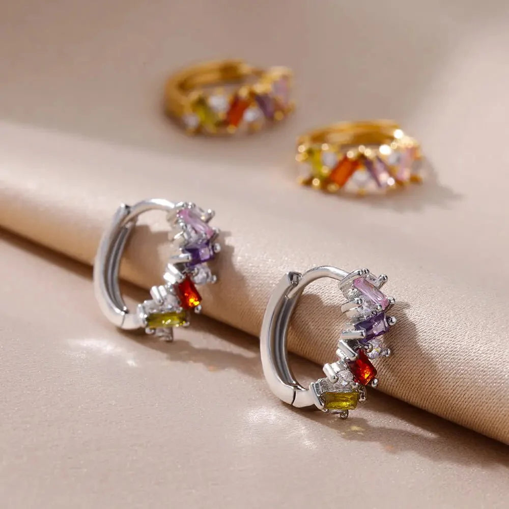 Scattered Diamonds Hoop Earrings