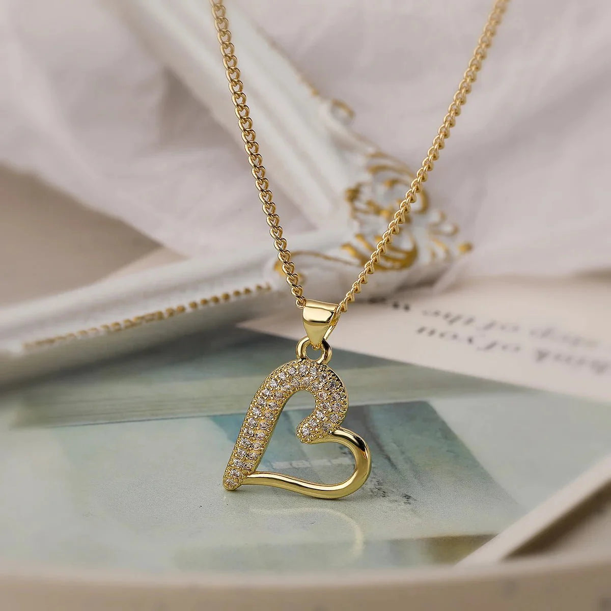 Shimmering Diamond Accented Heart Necklaces