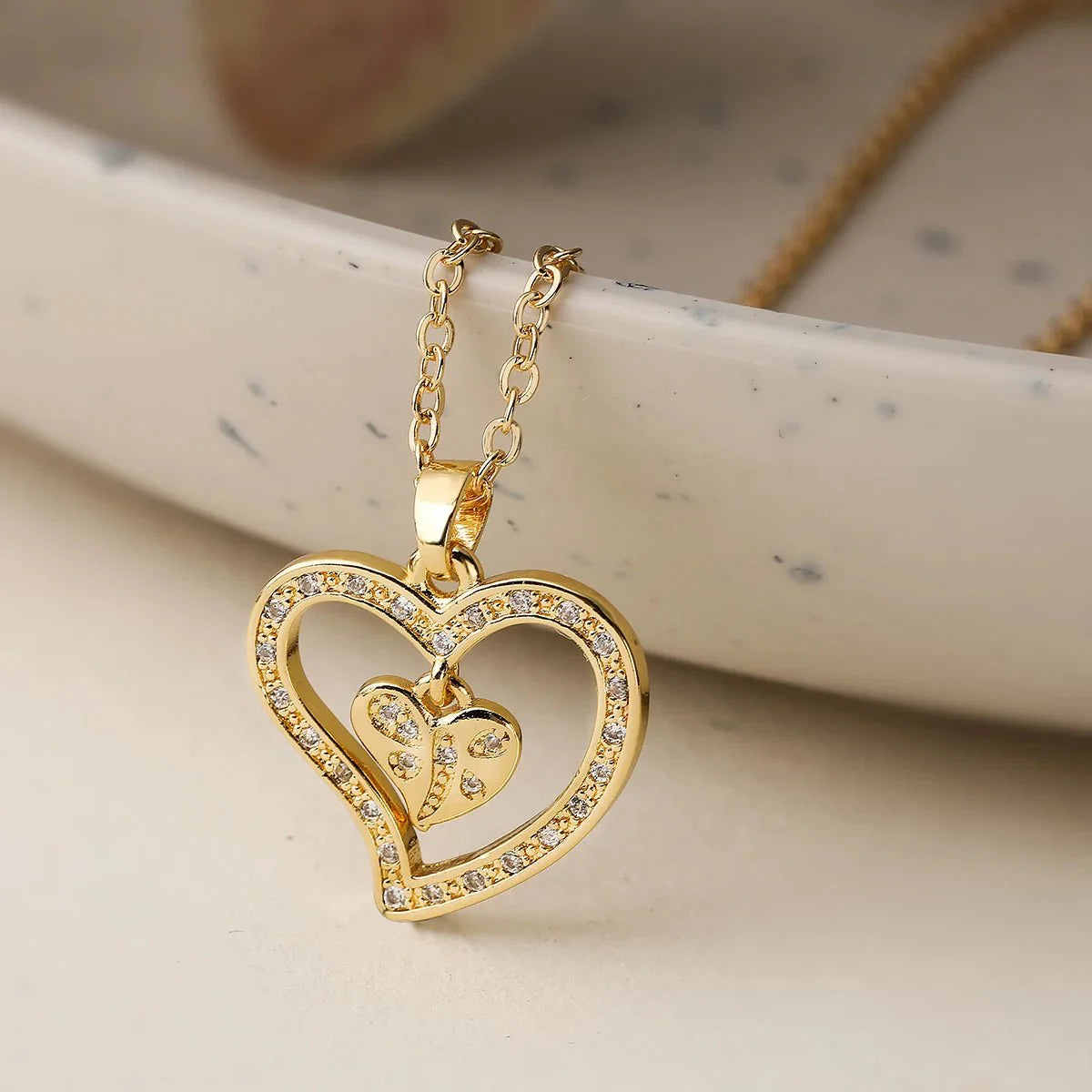 Shimmering Diamond Accented Heart Necklaces