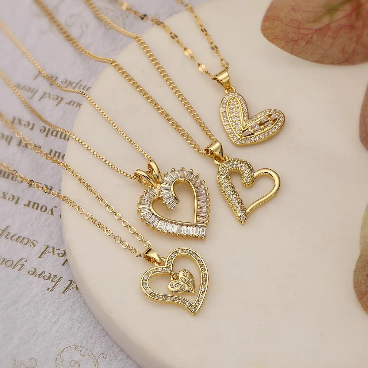 Shimmering Diamond Accented Heart Necklaces