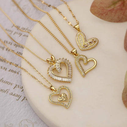 Shimmering Diamond Accented Heart Necklaces