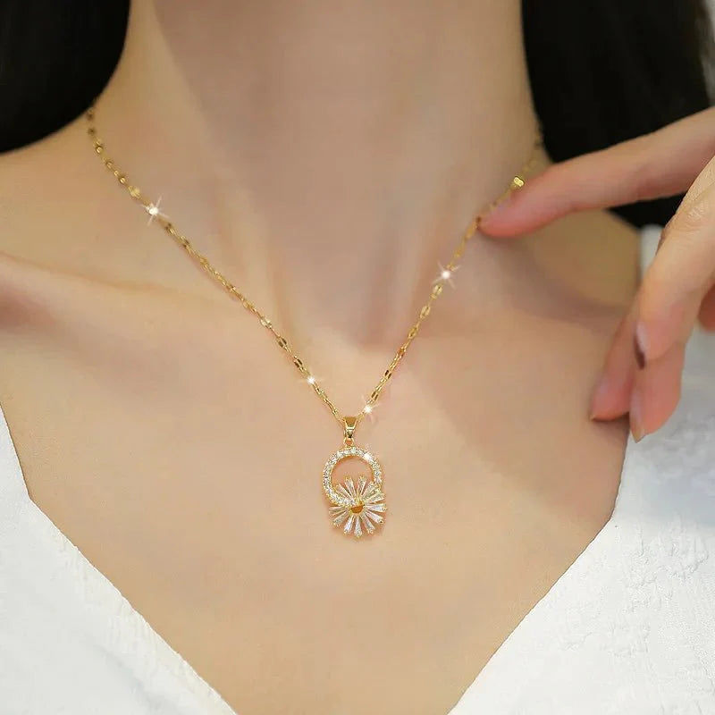 Shimmering Floral Diamond Necklace and Earrings