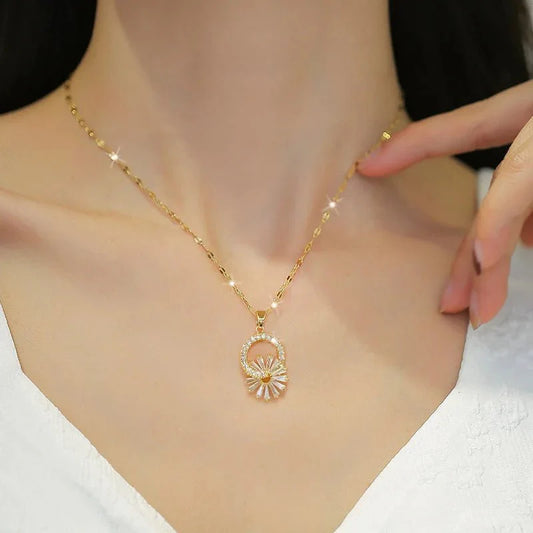 Shimmering Floral Diamond Necklace and Earrings